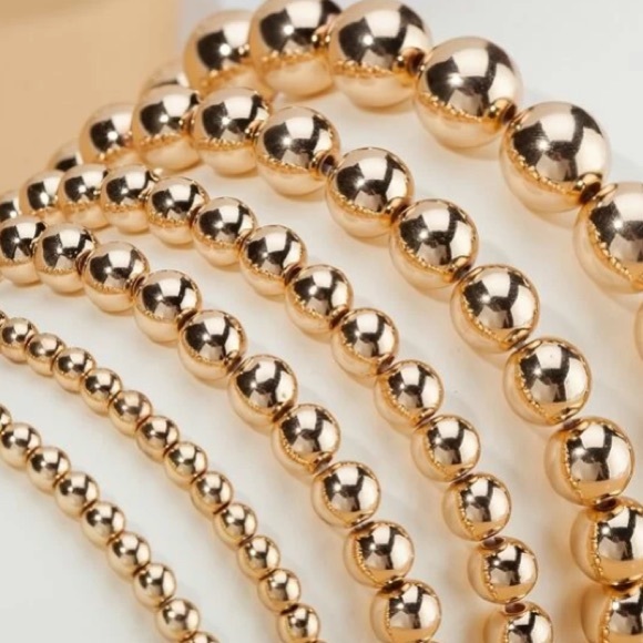 6PC 18K GOLD PLATED BEADED BRACELET SET - Picture 6 of 8